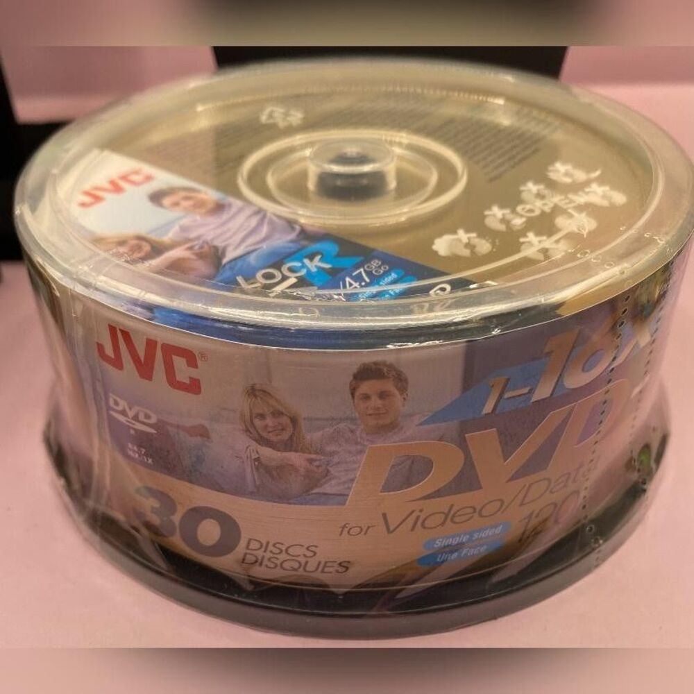 JVC DVD-R 30 Disc Spindle 4.7GB 120min 1-16X High Speed Blank Video Data New